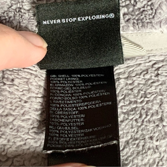 NORTH FACE Kids Laurel Fleece Fuzzy Full Zip Jacket, Gray and Pink, Size M 10-12 - Picture 3 of 14